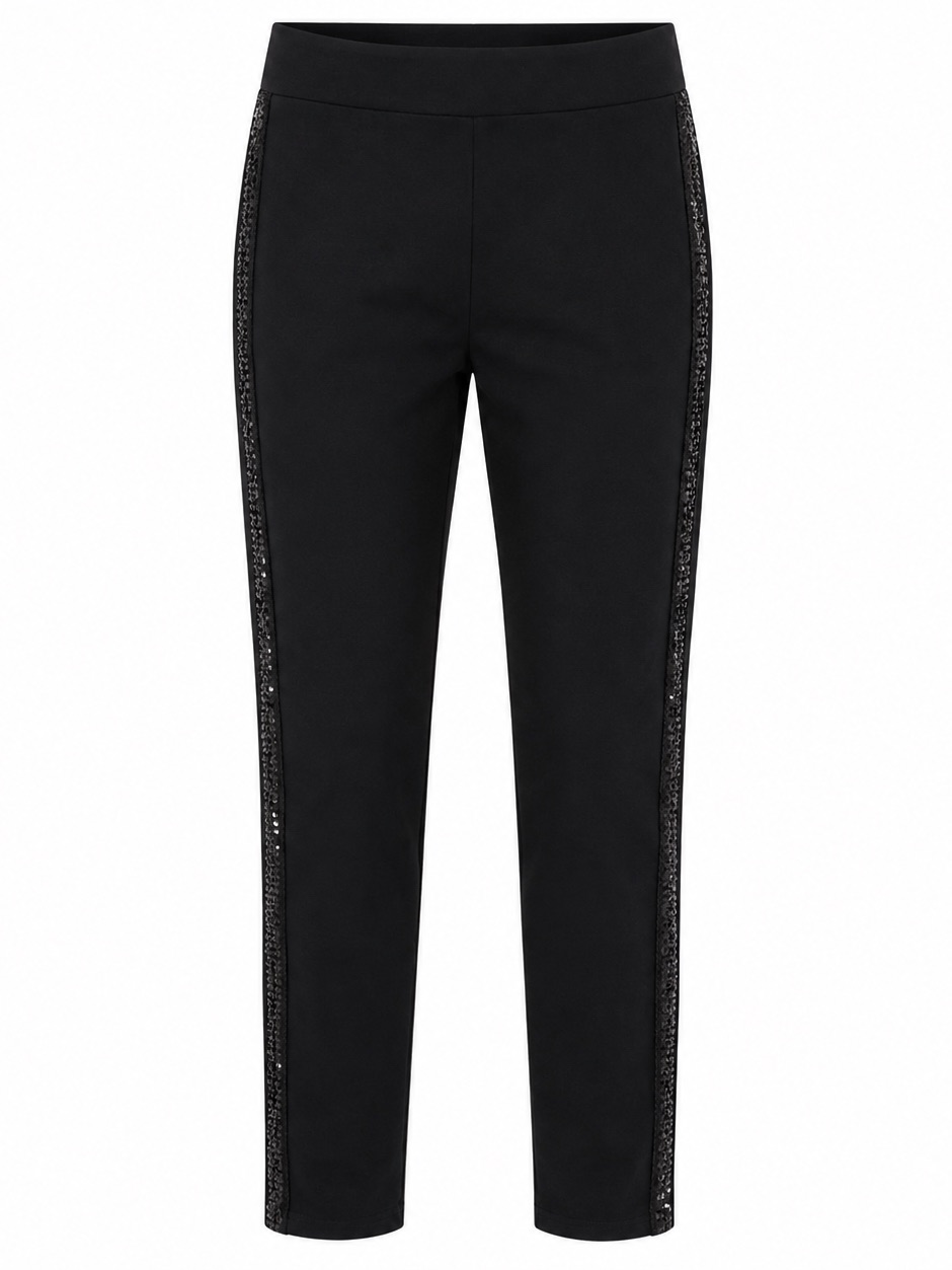 Liz Claiborne Women’s Small Black Sequin Side Stripe Straight Leg Pants Nwt